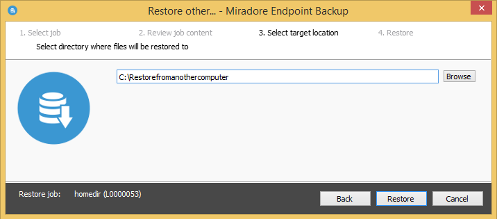 How to restore files from another device, select folder